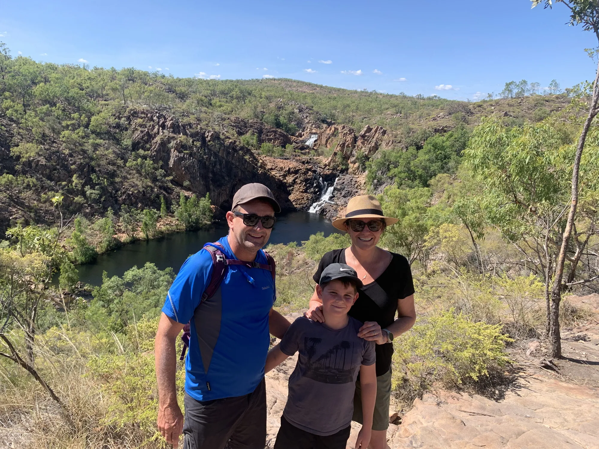 Craig Cogan with his family, out walking above a river gorge